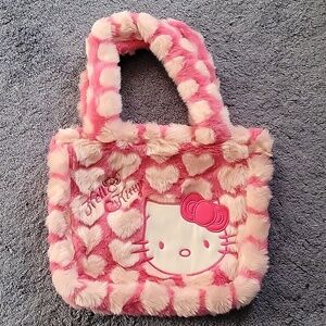 Hello Kitty Plush Shoulder Bag. NWOT. Pink with hearts all over‎ 💖 .